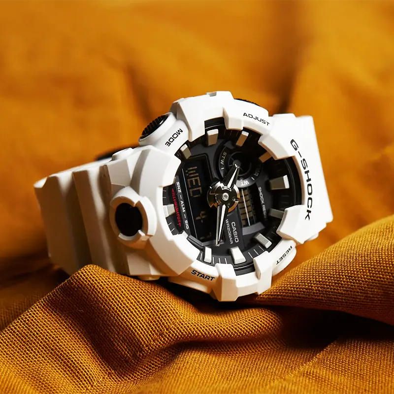 Casio G-Shock Dual-time White Band Men's Watch-  GA-700-7A